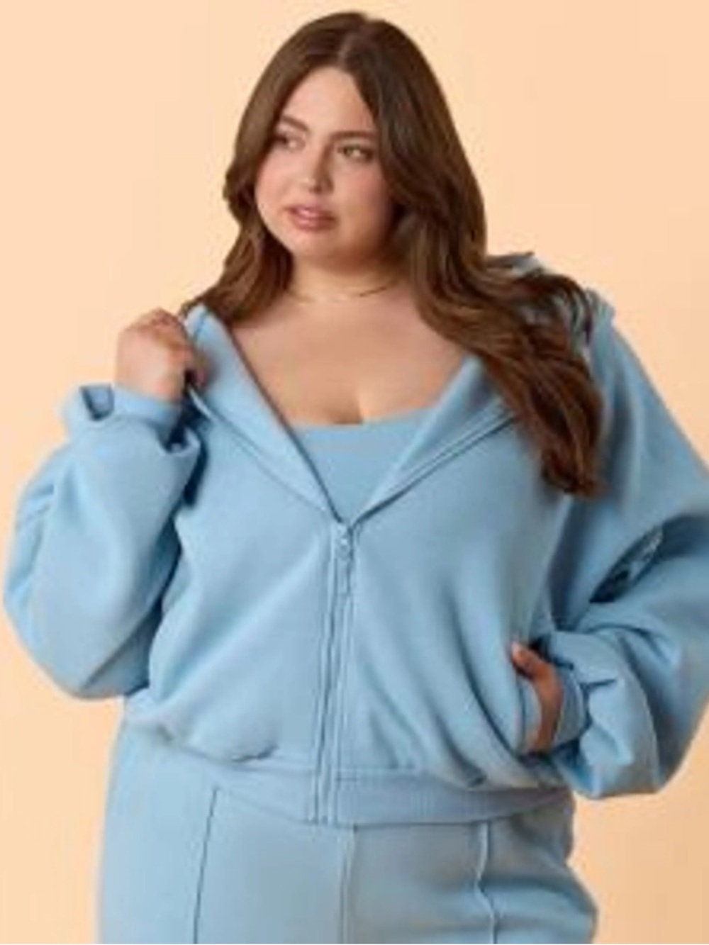 NWT Blogilates Popflex Light Blue Marshmallow Full Zip Hooded Sweatshirt size XL